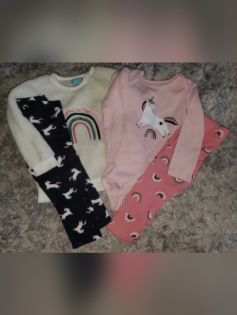 24 Month Mix And Match Pink Unicorn & Rainbow Outfit Set